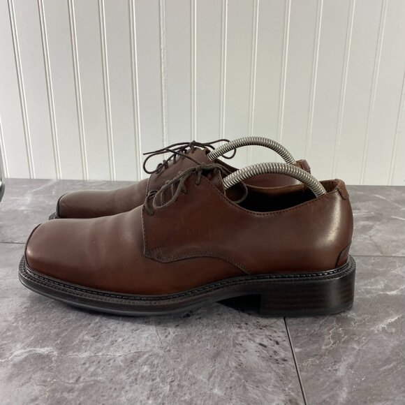 Bachrach Shoes‎ Men\'s Size 9.5 D Brown Leather Lace Up Dress Square Toe Italy main image 6